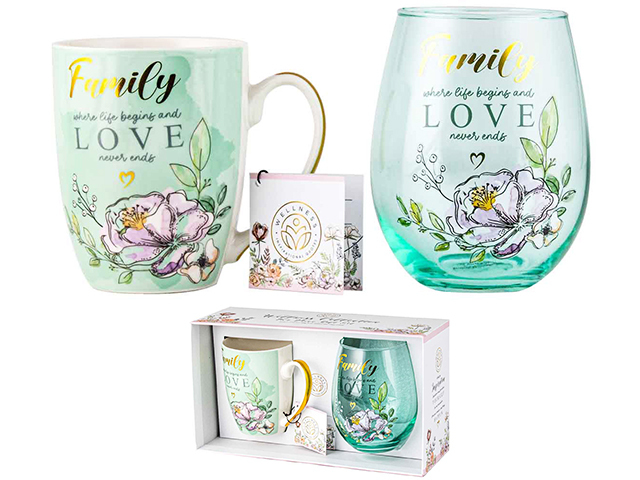 FAMILY MUG AND STEMLESS GIFT SET