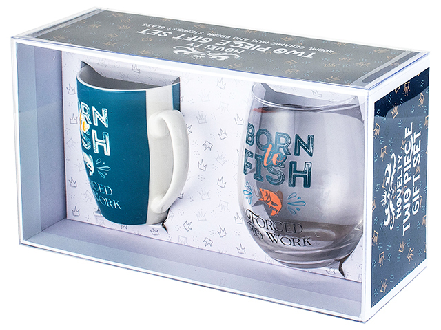 FISHING MUG AND STEMLESS GIFT SET