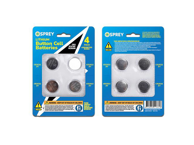 BUTTON CELL BATTERY PK4 CR2032 SOLD QTY6