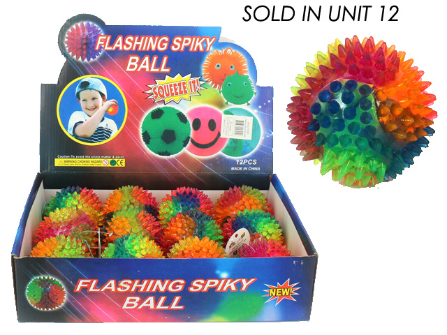 RAINBOW SPIKY FLASHING BALL UN12