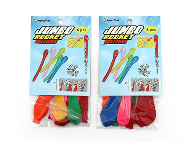 GIANT ROCKET BALLOONS 6PACK 25CM SOLD QTY12