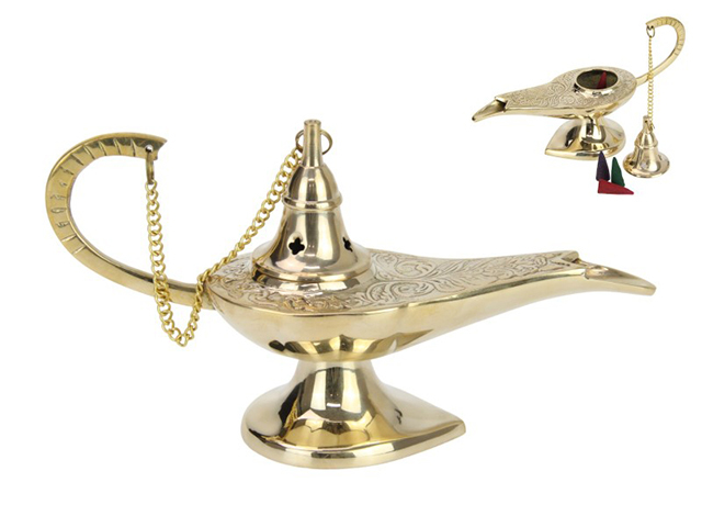 20CM BRASS GENIE LAMP INCENCE BURNER