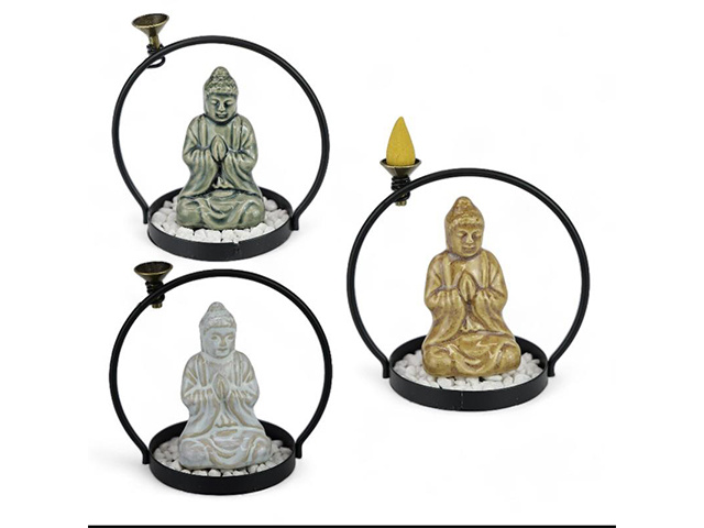 12CM BUDDHA CIRCULAR BACKFLOW BURNER 3ASST