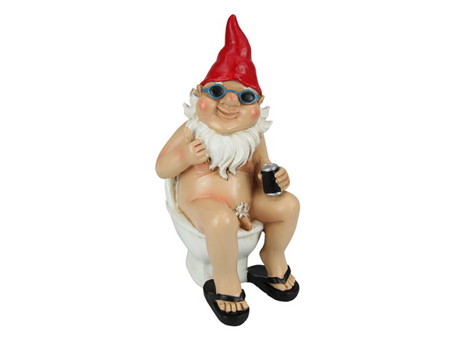 26CM RUDE GNOME SITTING ON TOILET QTY 2