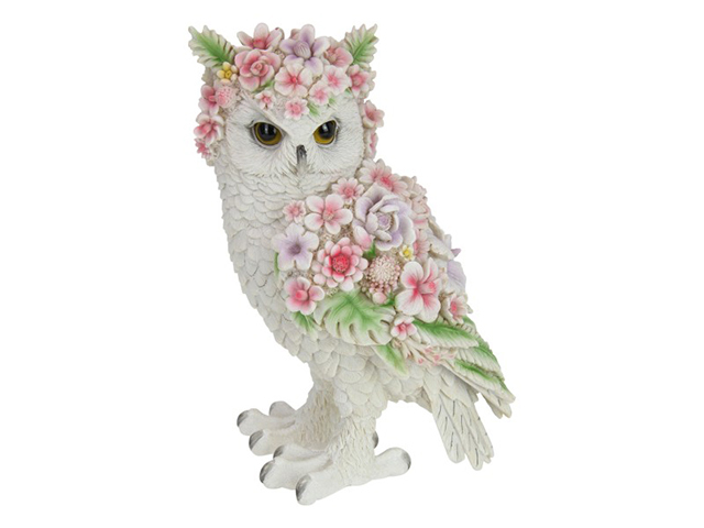 31CM OWL WITH FLOWER FINISH