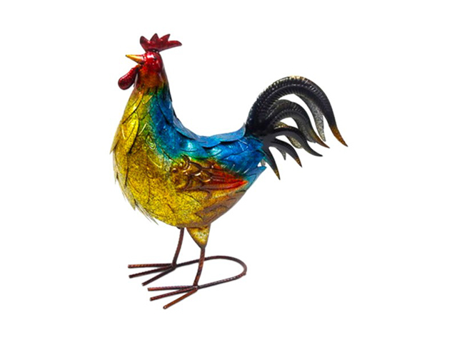 44CM METALLIC METAL STANDING ROOSTER QTY 2