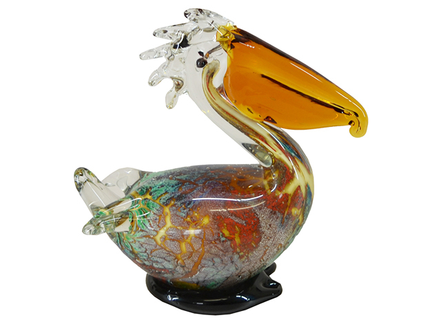 GLASS PELICAN 17CM