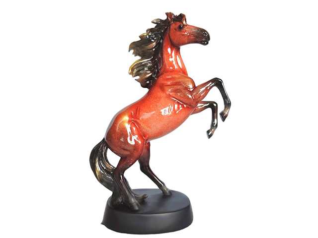 32CM MARBLE BROWN REARING HORSE