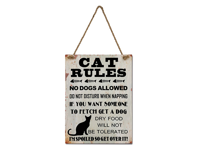 MDF CAT RULES WALL HANGER 30X40CM