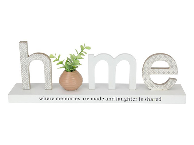 40X13CM HOME PLAQUE W/VASE