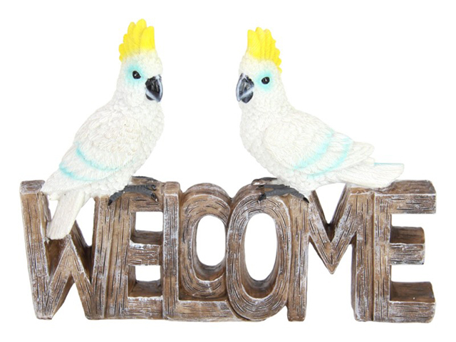 18CM COCKATOOS ON WELCOME SIGN QTY 2