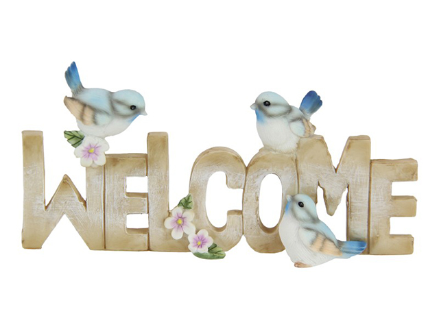 17CM LONG BLUE BIRDS WELCOME SIGN QTY 2