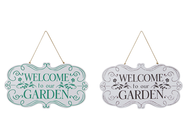 39CM METAL WELCOME TO OUR GARDEN SIGN 2ASST QTY 4