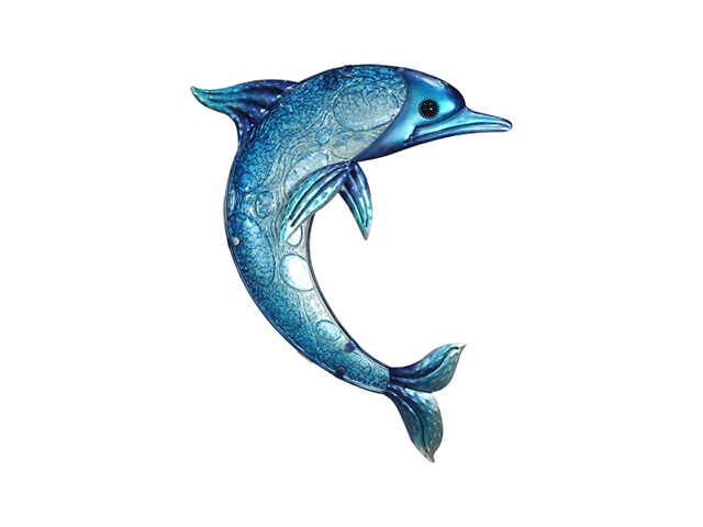 47CM METAL/GLASS DOLPHIN WALL ART