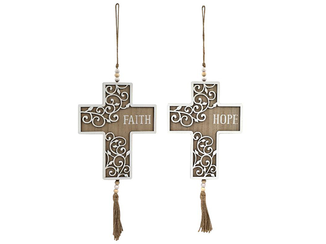 45CM HANGING INSPIRATIONAL CROSS QTY 4