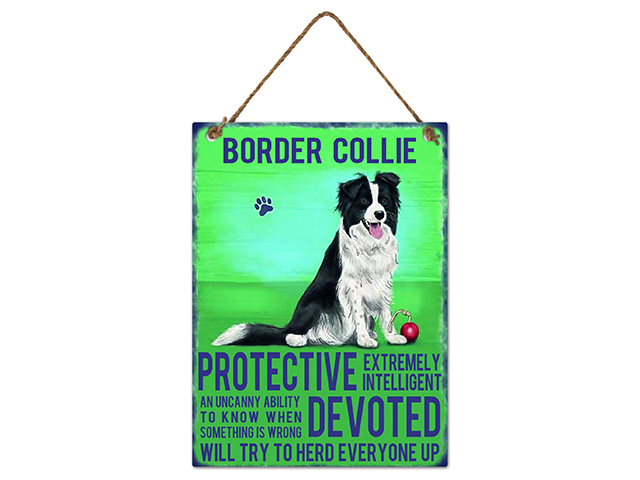 METAL BORDER COLLIE WALL HANGING 20X27CM