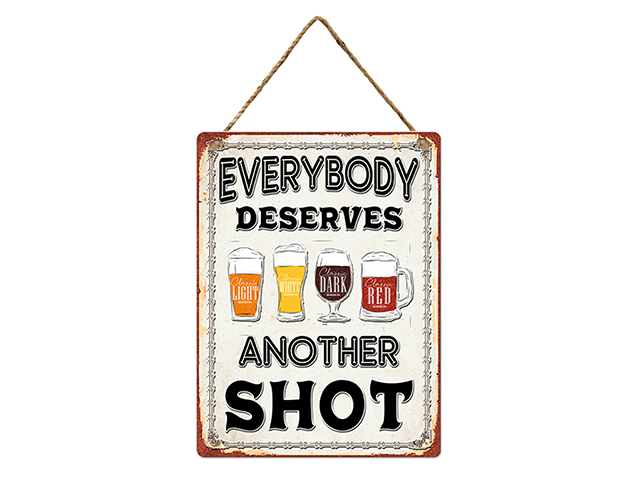 METAL EMBOSSED BEER SHOT WALL HANGER