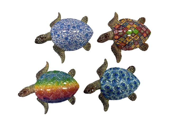 12.5CM RESIN TURTLE WALL/FIGURINE 4ASST