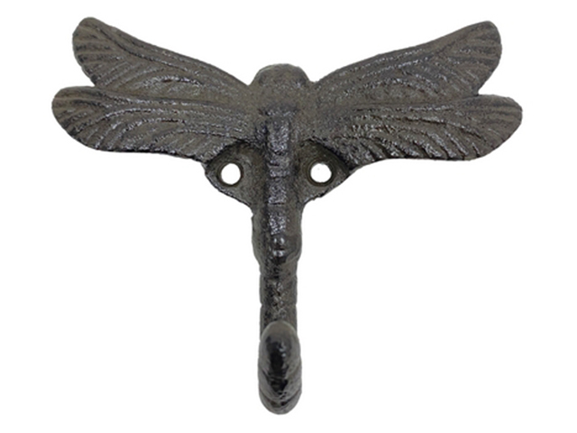 CAST IRON DRAGONFLY WALL HOOK 10X8CM SOLD QTY3