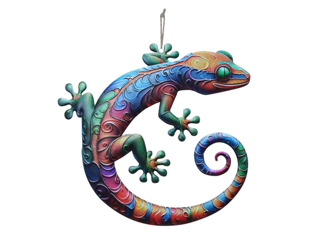 45CM COLOURFUL METAL LIZARD WALL ART