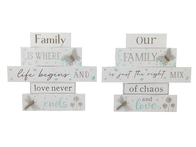 28X25CM HANGING FAMILY WALL PLAQUE 2ASST QTY 4