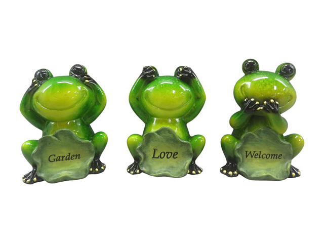 9CM GARDEN FROG W/LILYPAD SIGN 3ASST QTY 6