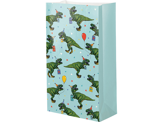 MIX PAPER BAG 8PK DINOSAUR