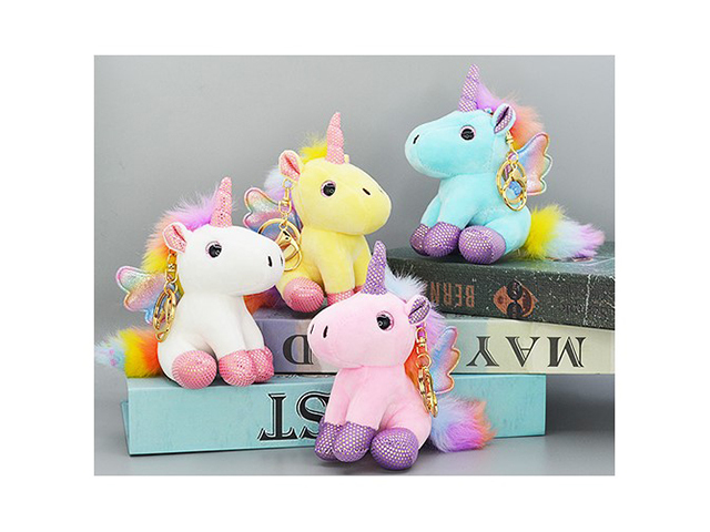 PLUSH TOY KEYRING UNICORN 12CM 4ASST UN12