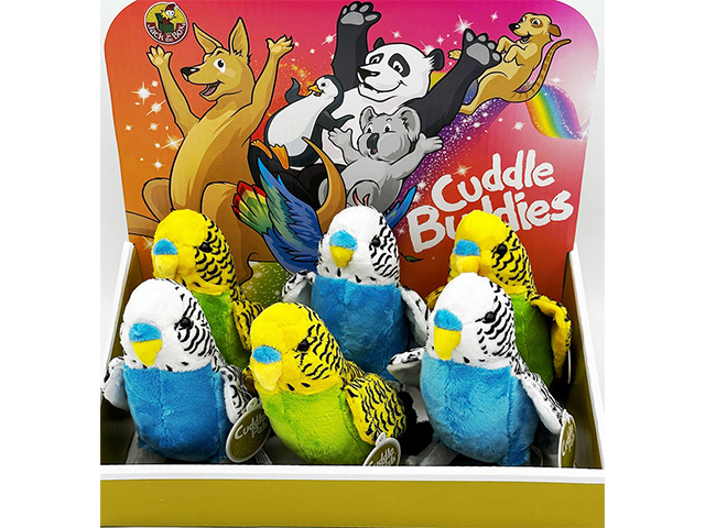 CUDDLE BUDDIES BUDGIE ASST 24CM