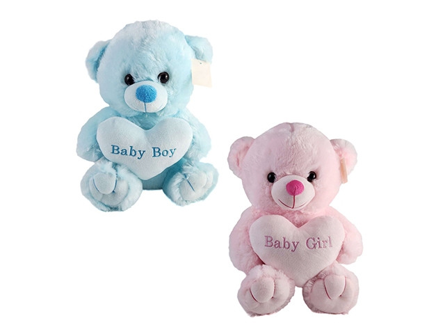 PLUSH TOY BEAR BABY BOY/GIRL 28CM 2ASST