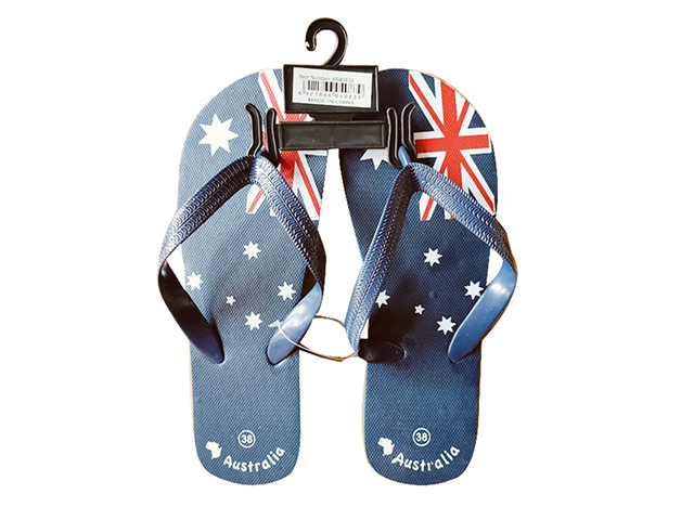 AUSTRALIAN FLAG FLIP FLOPS SOLD QTY12