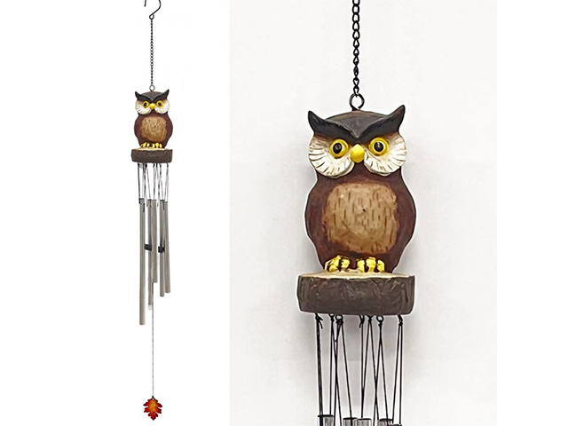 METAL OWL WINDCHIME 87CM