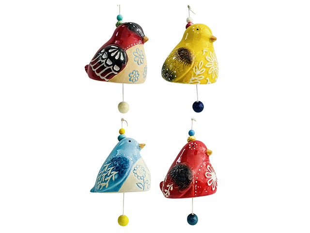 CERAMIC BIRD WINDCHIME 4ASST 11.5X9X9.5CM