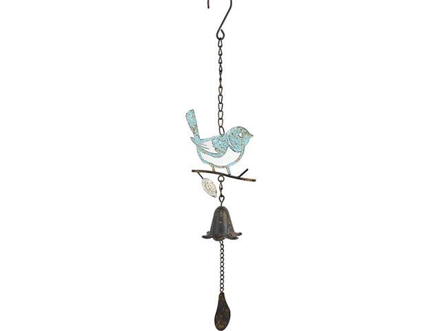 52CM METAL BLUE BIRD W/CAST IRON BELL QTY 2