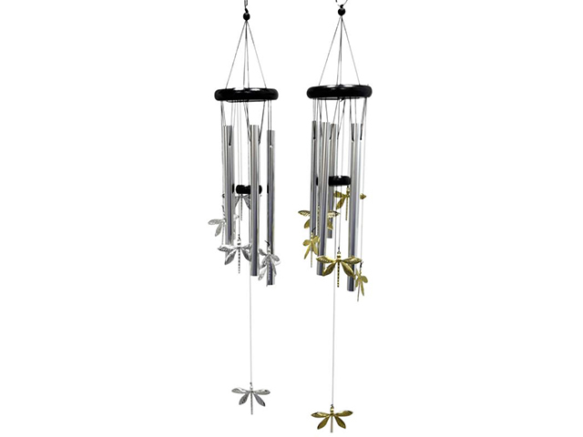 SILVER AND GOLD DFLY CHIME 2ASST