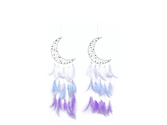 19CM CRESCENT MOON DREAM CATCHER W/BEAD QTY 4