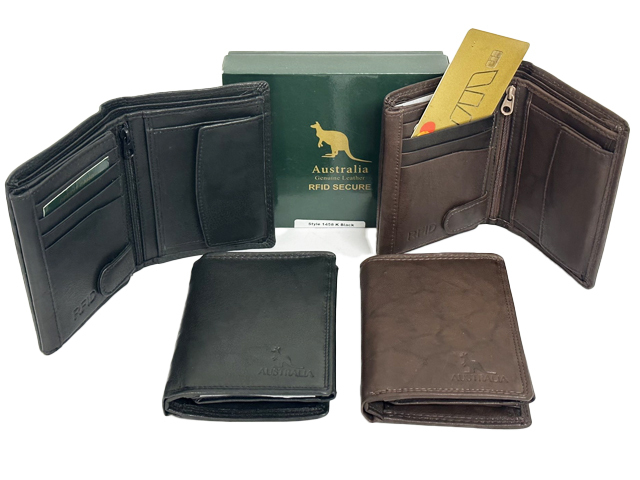 MENS WALLETS RFID KANGAROO BROWN