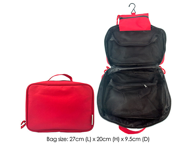 COSMETIC BAG RPET HANGING RED