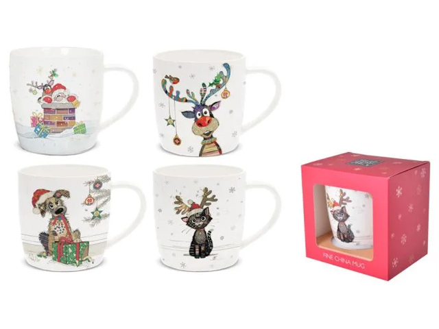 BUG ART XMAS KOOKS MUG 4ASST