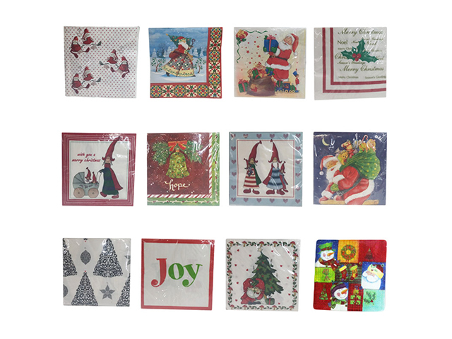 XMAS NAPKIN 20PC 2PLY ASST UN12