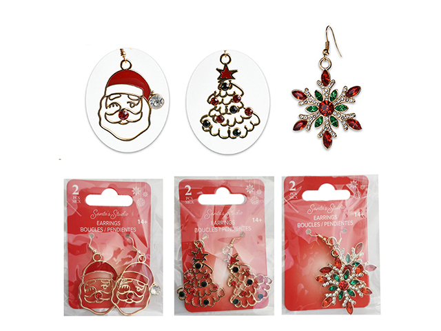 XMAS EARRINGS 3ASST UN24